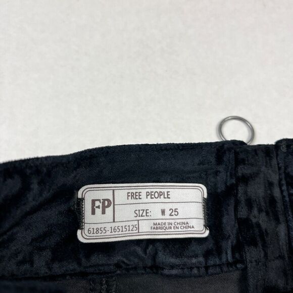 Free People Velvet Retro Mini Skirt Black Side Button Casual Back Zip Size 25 - Picture 3 of 10